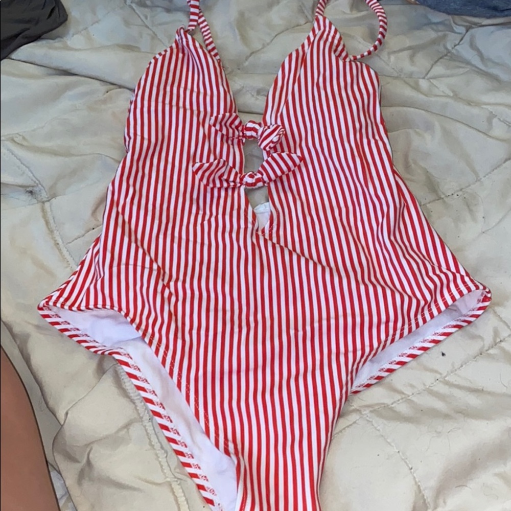 Red striped one piece